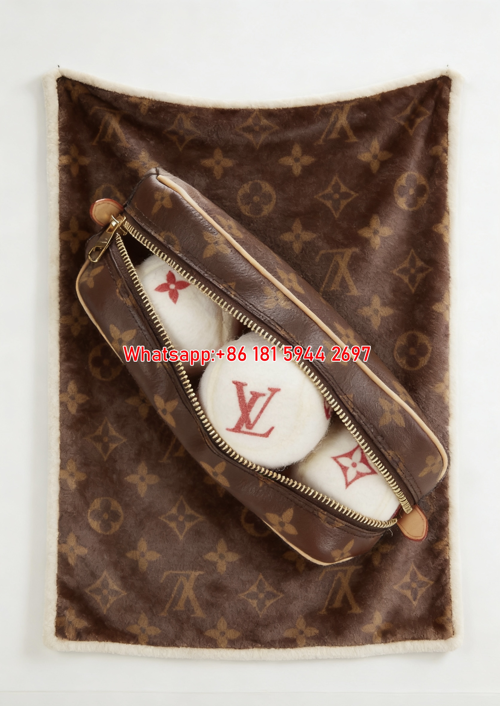 LV Tennis Ball Monogram Blanket Louis Vuitton Pouch Flannel Throw 050
